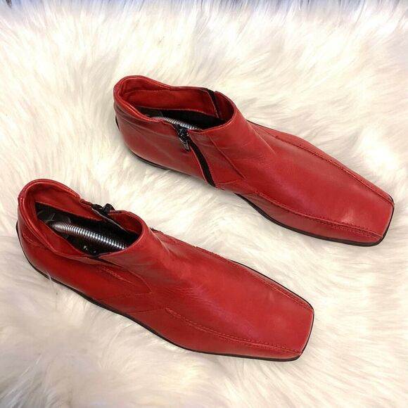 Ingledew’s Vintage Soft Italian Leather Booties in Red 41/ US8 - Picture 7 of 10